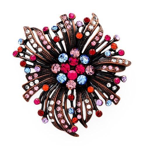 EXQUISITE SWAROVSKI CRYSTAL FLORAL BROOCH